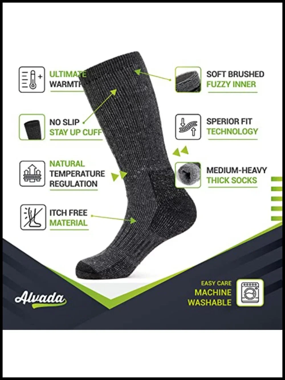 Merino Wool Blend Crew Socks 3 Pack Thermal Winter Hiking Running - Natural